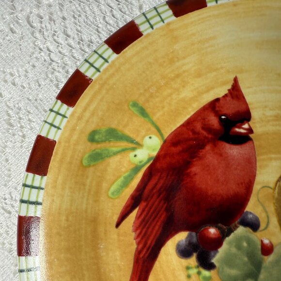 LENOX “Winter Greetings” Everyday Cardinal Salad Plate - Set of 2, Red Ribbons, - Picture 4 of 6